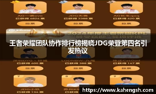 王者荣耀团队协作排行榜揭晓JDG荣登第四名引发热议